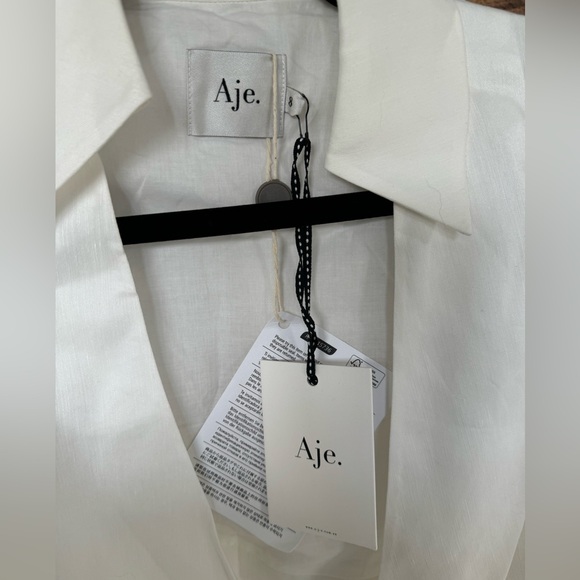 NWT Aje. Nicole cropped linen-blend blouse - Ivory / UK Size 8 - Picture 7 of 7